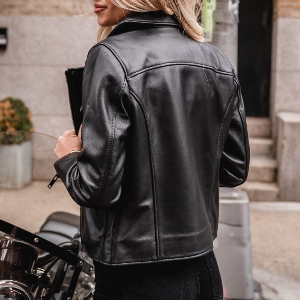 ladies leather motorcycle jacket