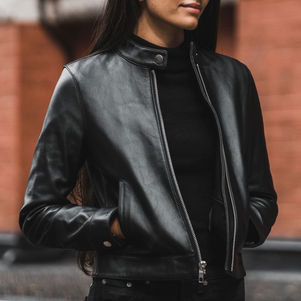 Women's Clothing, GenesinlifeShops, Blanca Vita short leather blazer  jacket Schwarz