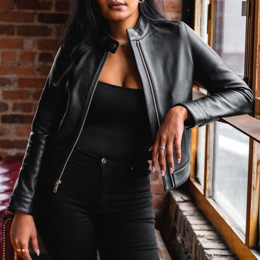 Thursday Boot Company Women's Black Leather Racer Jacket Size Xs Thursday Boot Company Women's Black Leather Racer Jacket Size Xs