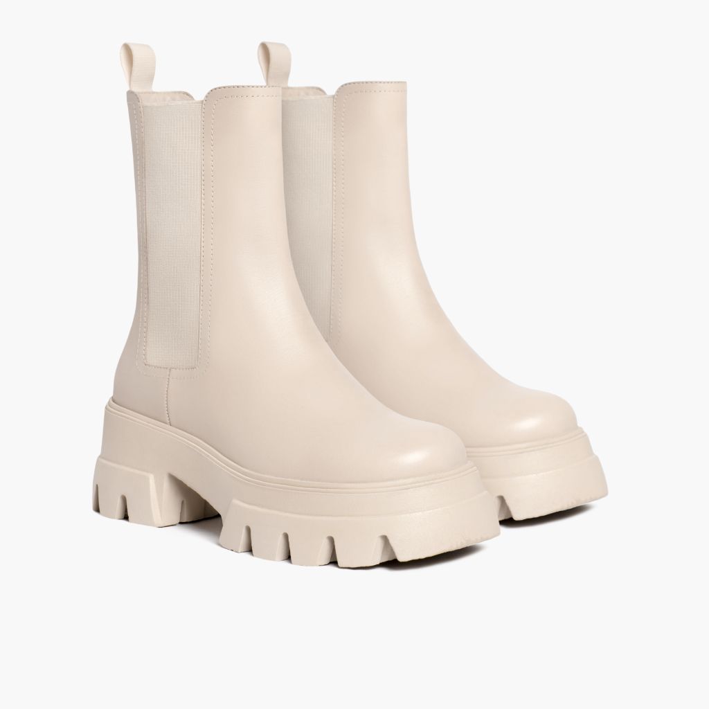 Women's Reign Chunky Outsole Chelsea Boot In Cream - Thursday Boots