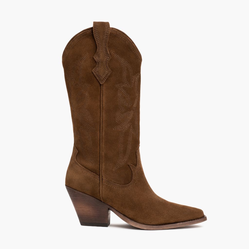 Women’s Western Rodeo Boot In Brown ‘Cinnamon’ Suede - Thursday Boots