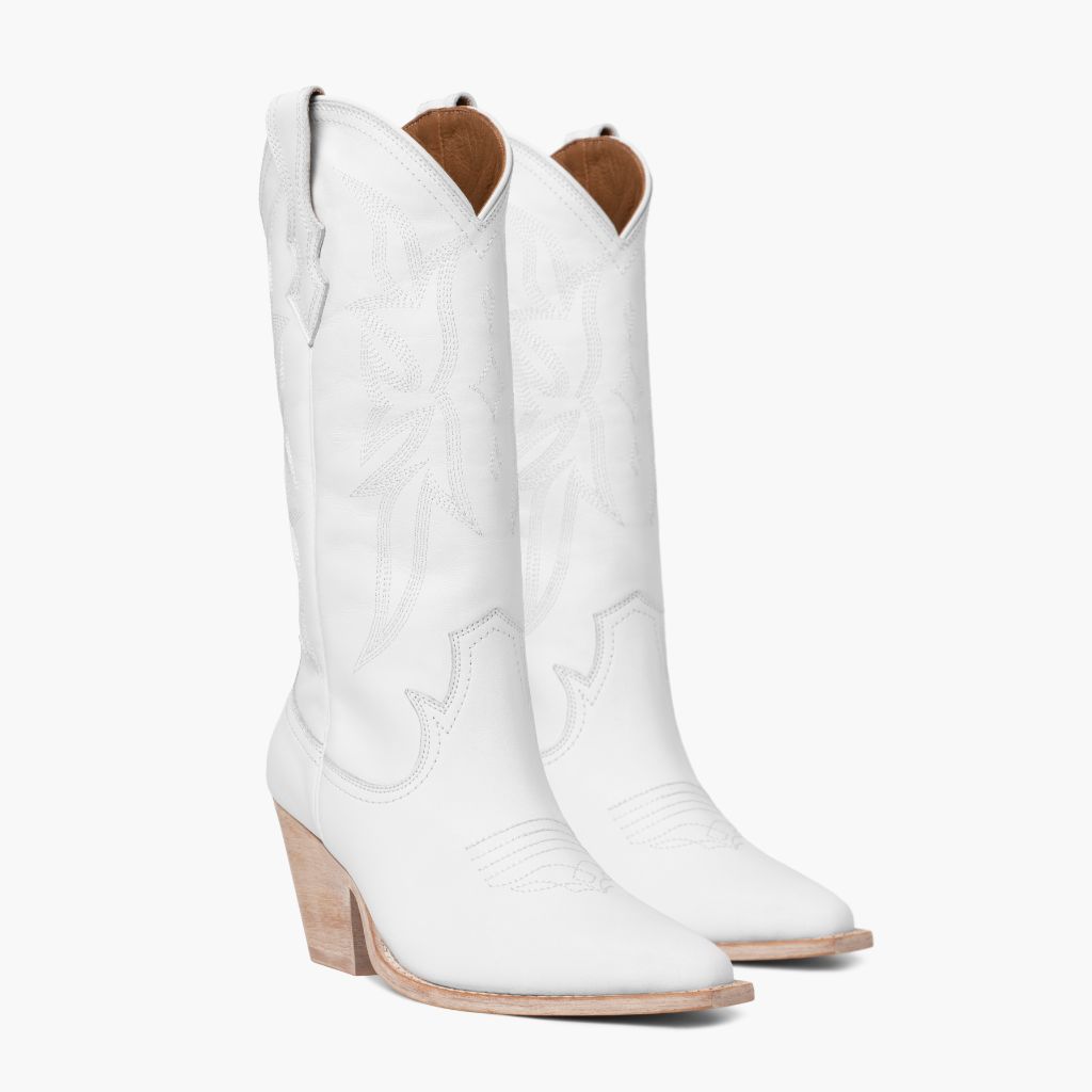 Women's Western Rodeo Boot In White Leather Thursday Boot Company