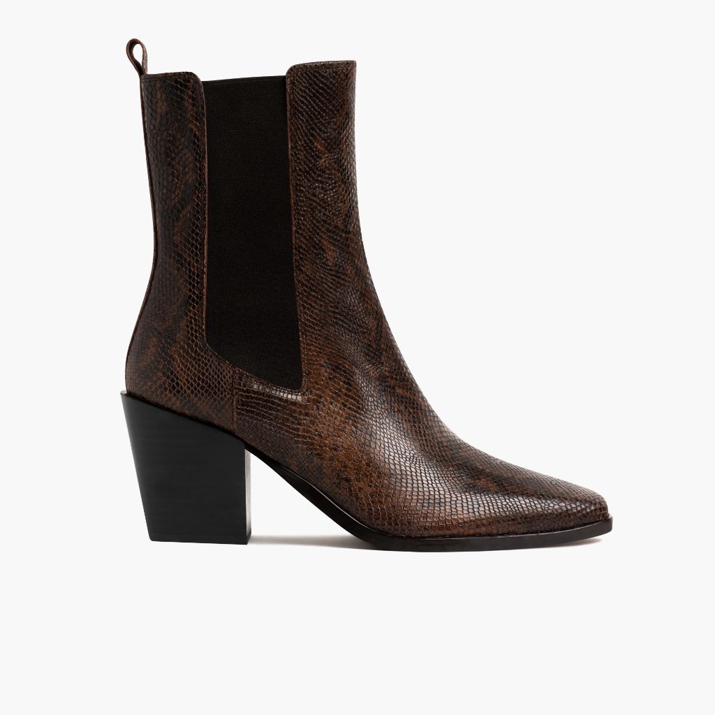 Women's Soho High Heel Chelsea In Chocolate Snake Print - Thursday