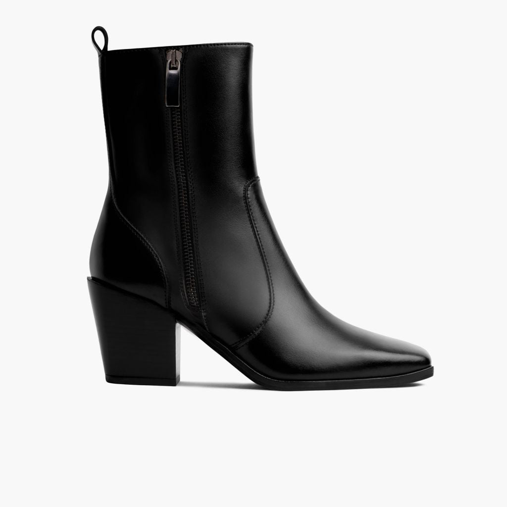 Women's Soho High Heel Zip-Up Boot In Black Leather Thursday Boots