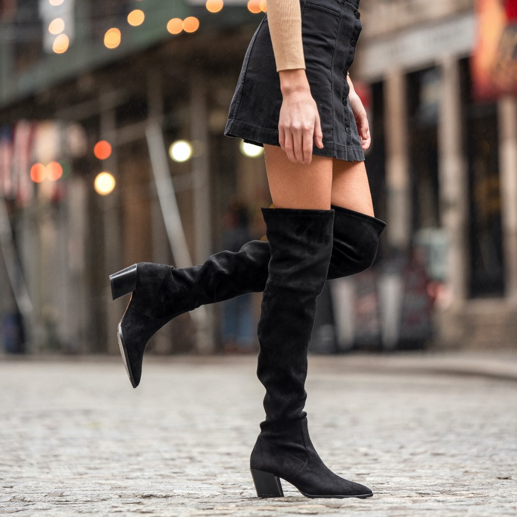 Over knee black heeled boots Clearance