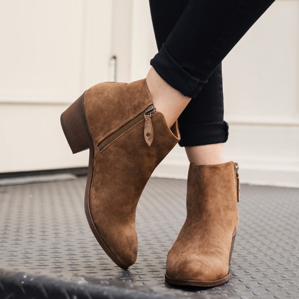 Women's Downtown Bootie In Golden Brown Suede Thursday Boots