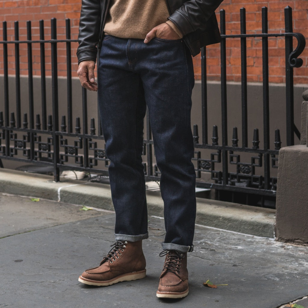 Men's Selvedge Tapered Jeans in Indigo - Thursday Boot Company