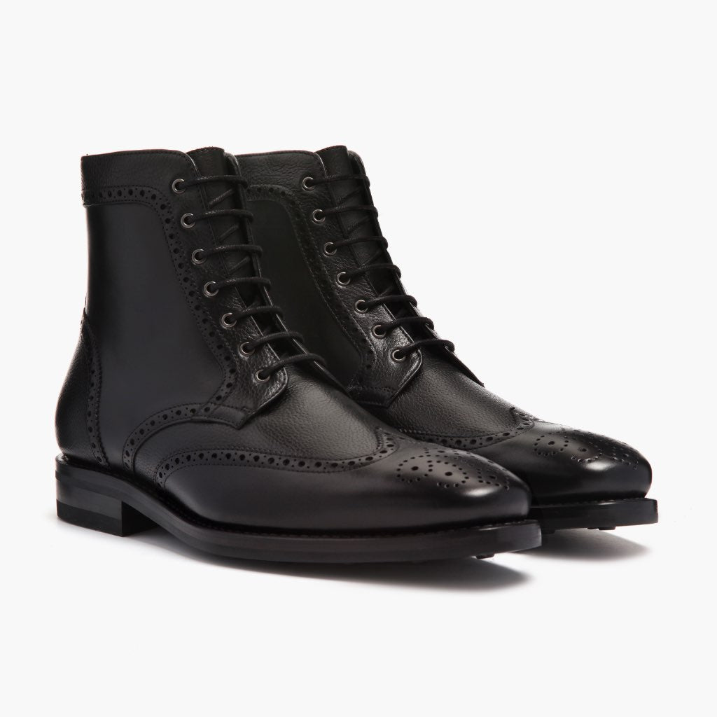 Men's Wingtip Lace-Up Boot In Black Leather - Thursday Boot Company