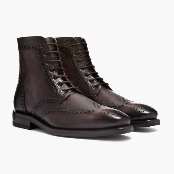 Men's Wingtip Boot In Dark Oak Brown Leather - Thursday Boot