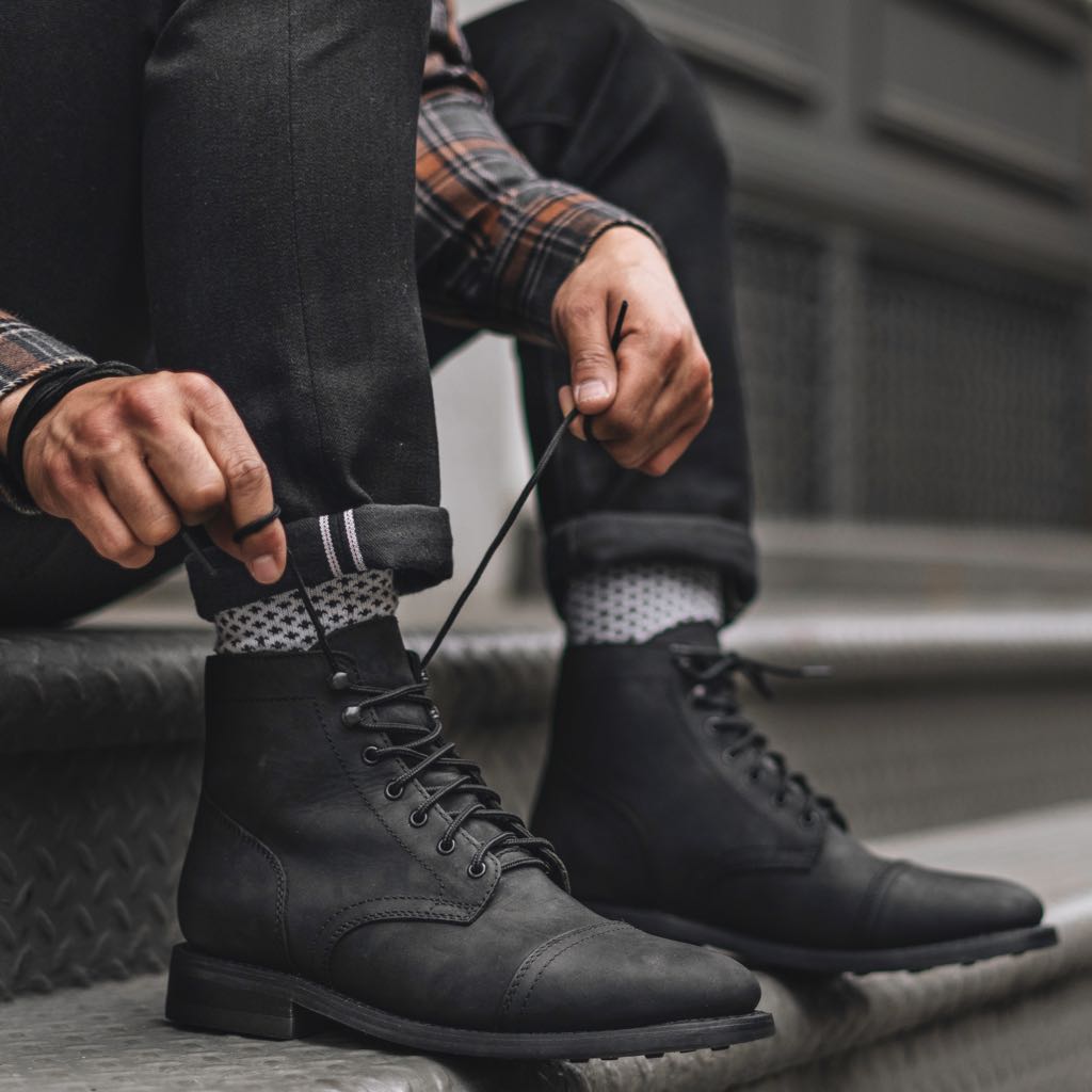 Men's Captain Lace-Up Boot in Black Matte Thursday Boot Company