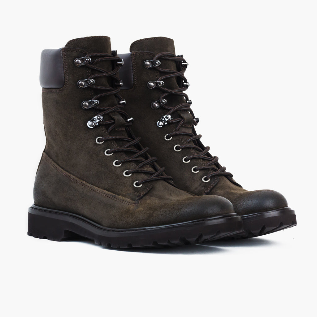 Men's Explorer Combat Boot In Dark Olive Suede - Thursday Boots