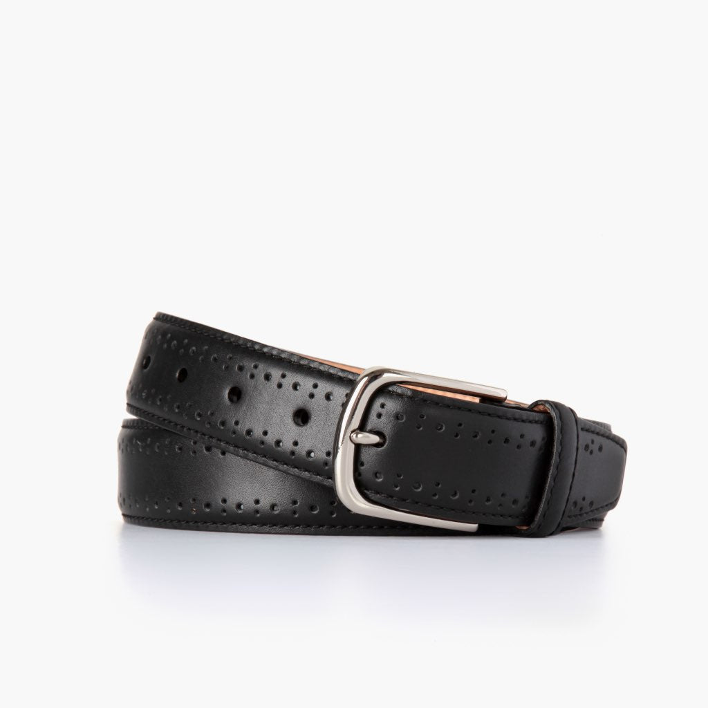 Men s Brogue Leather Belt Black