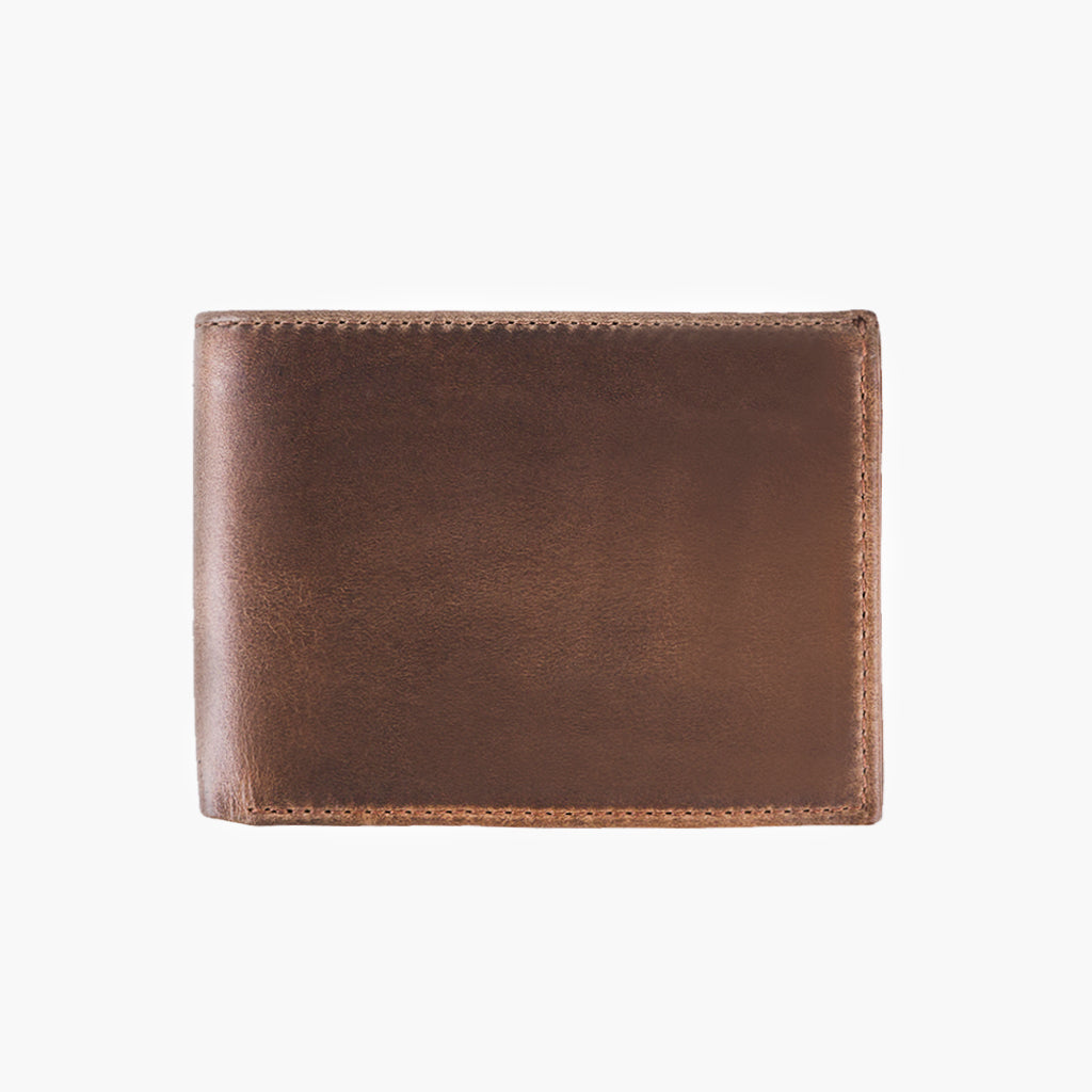 Minimalist Leather Bifold Wallet in Tobacco - Thursday Boot Company